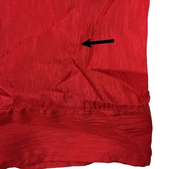 CHICOS Sheer Red Top Button Up Long Sleeve Crinkle Lightweight Size 2 Large - Picture 7 of 9